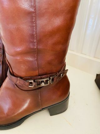 Botas altas cuero marrón coñac