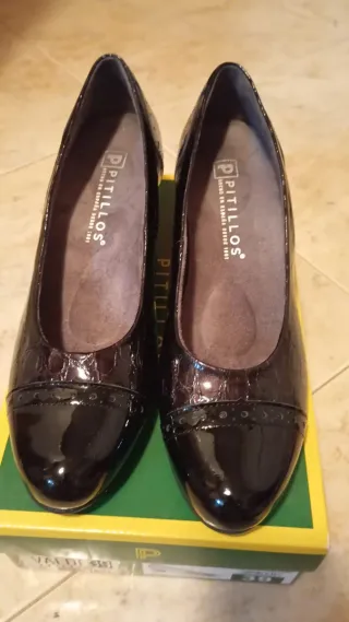 Zapatos tacon ancho Pitillos Mujer Negros Piel