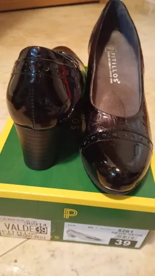 Zapatos tacon ancho Pitillos Mujer Negros Piel