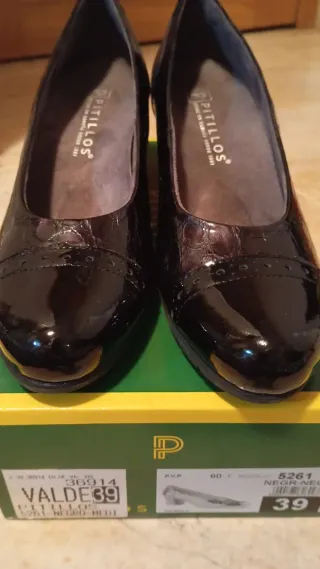 Zapatos tacon ancho Pitillos Mujer Negros Piel