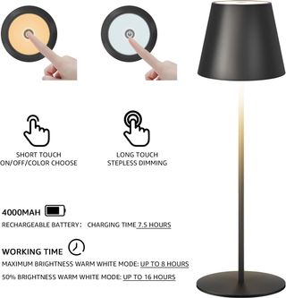 2x LAMPADA da tavolo LED ricaricabile a batteria