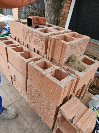 Bloques hormigón split color salmón