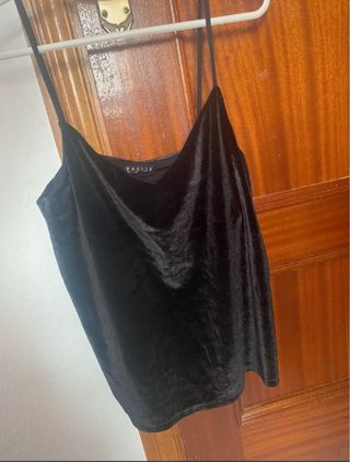 Camiseta tirantes terciopelo negro talla S