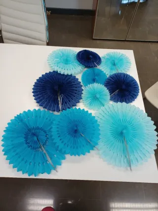 Set 10 festoni rotondi carta blu e turchese