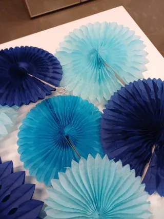 Set 10 festoni rotondi carta blu e turchese