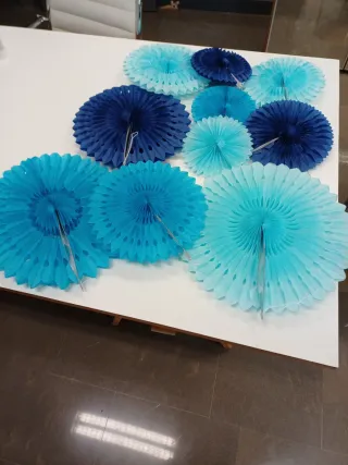 Set 10 festoni rotondi carta blu e turchese