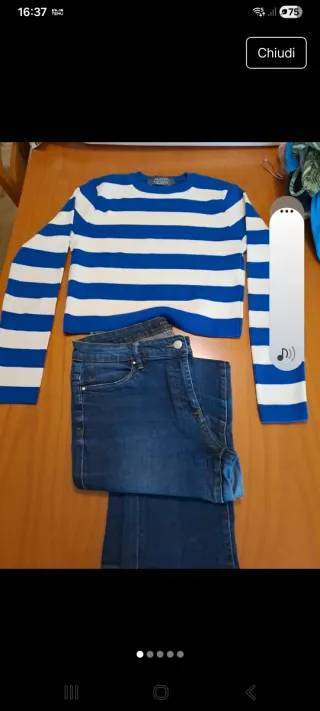 Set maglia righe blu/bianca e jeans