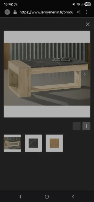 Mesa centro elevable diseño mármol y madera