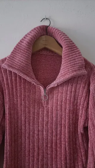 Jersey chenilla mujer cuello alto cremallera