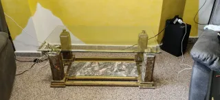 Mesa de centro cristal y mármol