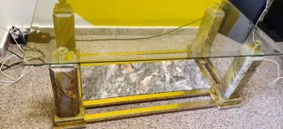 Mesa de centro cristal y mármol
