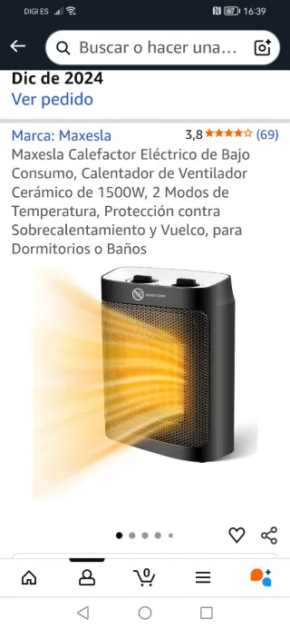 Calefactor Eléctrico Cerámico Maxesla 1500W