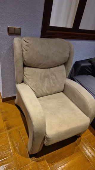 Sillón individual tela beige/gris