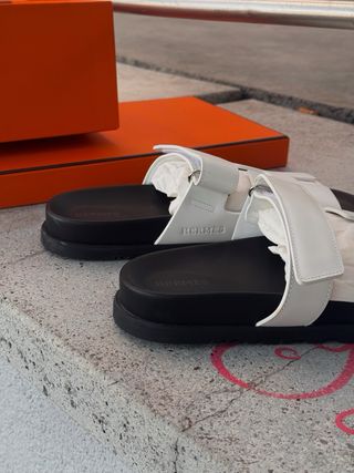 Sandals “HERMES” de cuero blanco - talla “40”