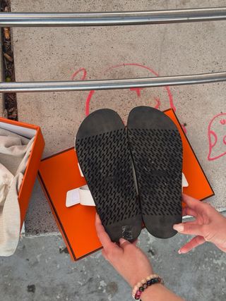 Sandals “HERMES” de cuero blanco - talla “40”