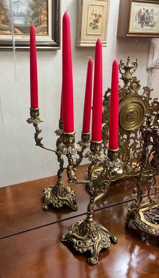 Candelabros de Bronce y reloj