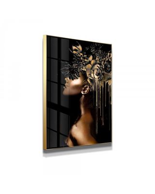 Cuadro Cristal Templado Negro/Dorado