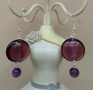 Orecchini S925 vetro di Murano viola