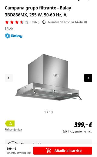 Campana extractora Balay 3BD866MX 60cm a estrenar