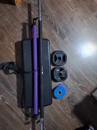 Set Fitness: Pesas + Step + Bandas elásticas.