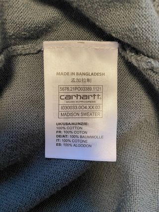Jersey Carhartt modelo Madison verde oliva XL