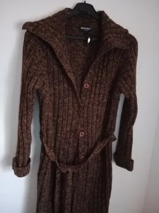 Abrigo lana marrón Talla Única (M/L)