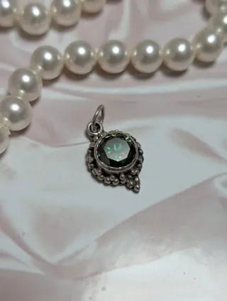 Colgante Plata Moissanita Verde