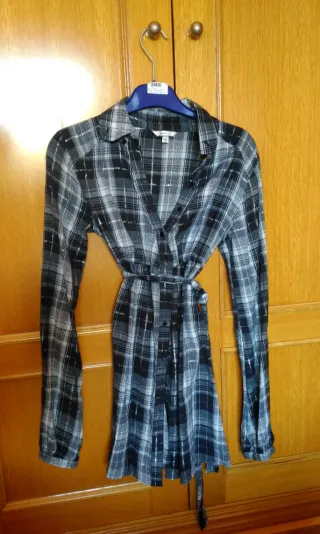 Camisa de cuadros azul y gris