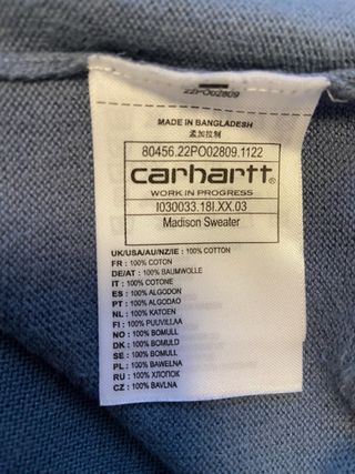 Jersey Carhartt modelo Madison Azul Talla XL