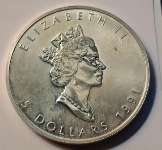 Canada 5 Dollari 1991 Foglia d'Acero