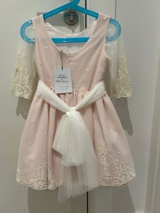 Vestido ceremonia niña blanco y rosa