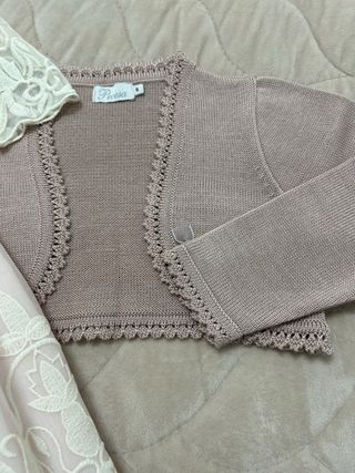 Vestido ceremonia niña blanco y rosa