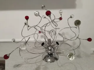 Lampadario Moderno Acciaio Vetro Rosso