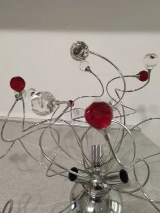 Lampadario Moderno Acciaio Vetro Rosso