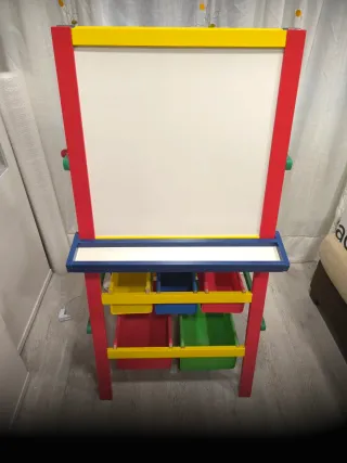 Pizarra Infantil Doble Cara con Papel y Almacenaje