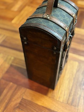 Botellero madera y cuero