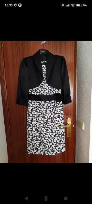 Conjunto Vestido y Torera Negro/Blanco