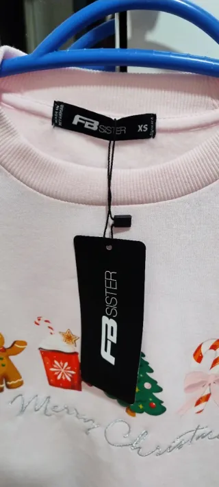 Sudadera rosa bordada Navidad Talla XS