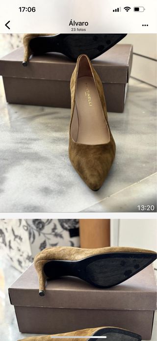 Zapatos de salón ante verde kaki Martinelli