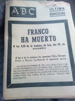 Periódico ABC Franco Ha Muerto 1975