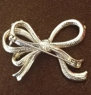 Spilla vintage fiocco strass argento