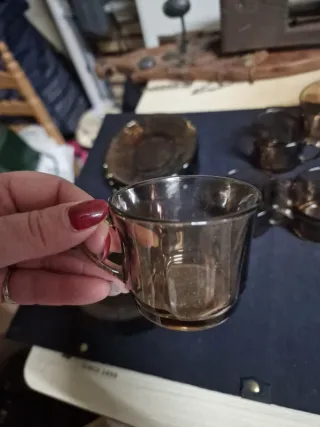 Juego de 12 tazas de café de cristal color ambar