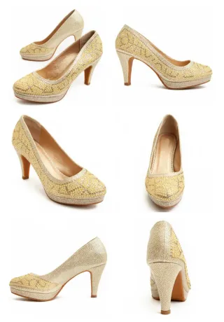 Zapatos dorados tacón talla 38 sin estrenar