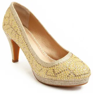 Zapatos dorados tacón talla 38 sin estrenar