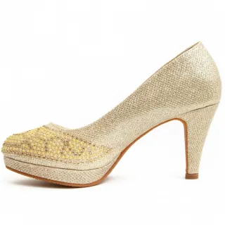 Zapatos dorados tacón talla 38 sin estrenar