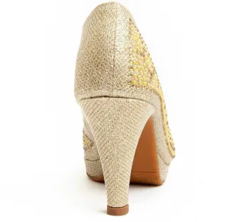 Zapatos dorados tacón talla 38 sin estrenar