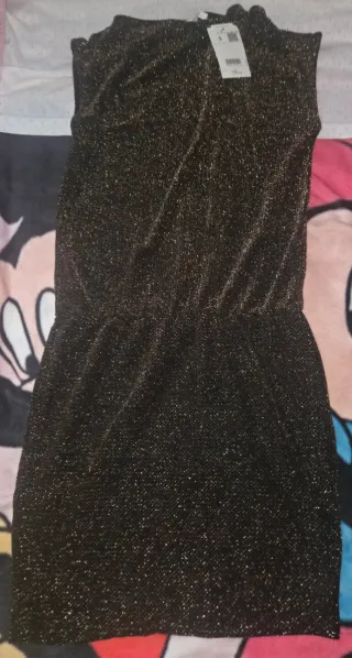 Vestido fiesta negro y dorado Talla S