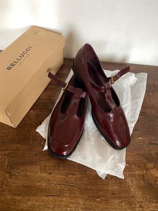 Ballerine bordeaux con cinturino Tg 40
