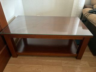 Mesa de centro elevable madera y cristal