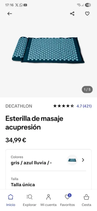 Esterilla y cojín acupresión